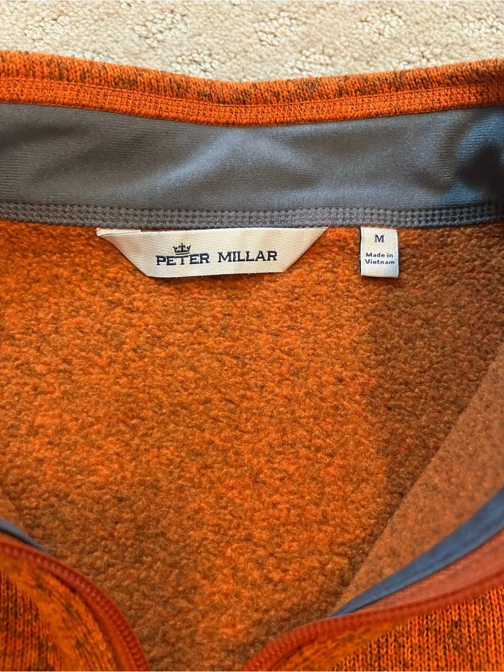 Peter Millar Men's Heathered Orange Half-Zip Sweater